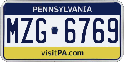 PA license plate MZG6769