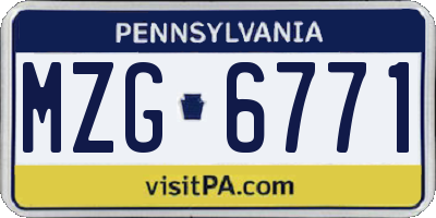 PA license plate MZG6771