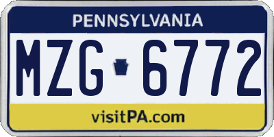 PA license plate MZG6772