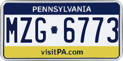 PA license plate MZG6773