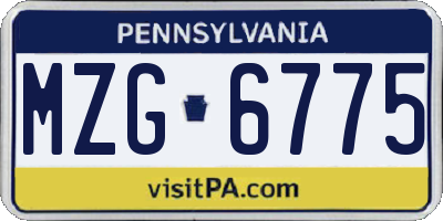 PA license plate MZG6775