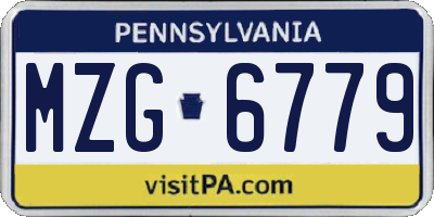 PA license plate MZG6779