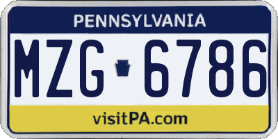PA license plate MZG6786