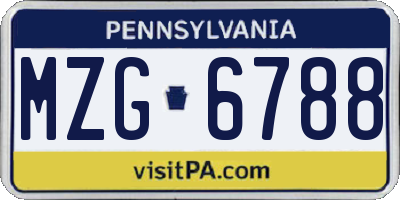 PA license plate MZG6788