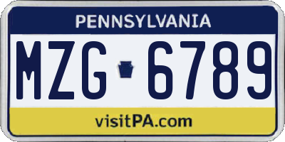 PA license plate MZG6789