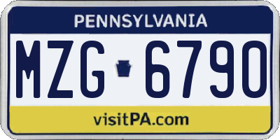 PA license plate MZG6790