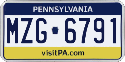 PA license plate MZG6791