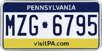 PA license plate MZG6795