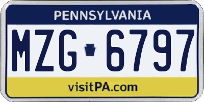 PA license plate MZG6797