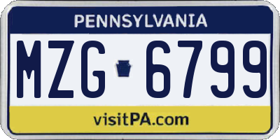 PA license plate MZG6799