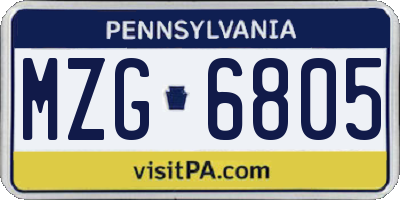 PA license plate MZG6805