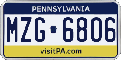 PA license plate MZG6806