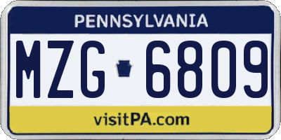 PA license plate MZG6809
