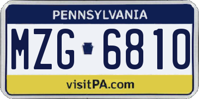 PA license plate MZG6810