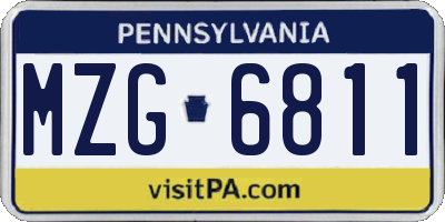 PA license plate MZG6811