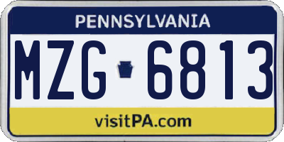 PA license plate MZG6813
