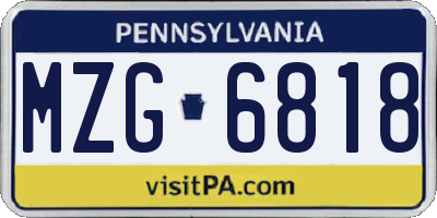 PA license plate MZG6818