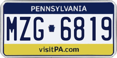 PA license plate MZG6819