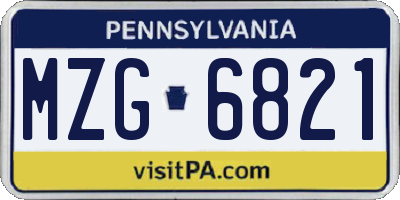 PA license plate MZG6821