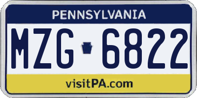 PA license plate MZG6822