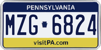 PA license plate MZG6824