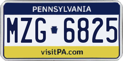 PA license plate MZG6825