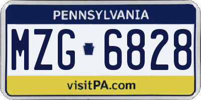 PA license plate MZG6828