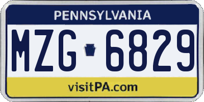 PA license plate MZG6829