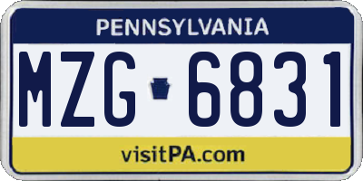PA license plate MZG6831