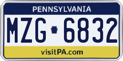 PA license plate MZG6832