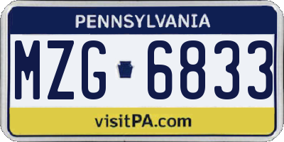 PA license plate MZG6833