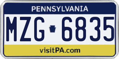 PA license plate MZG6835