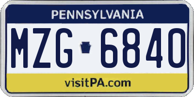 PA license plate MZG6840