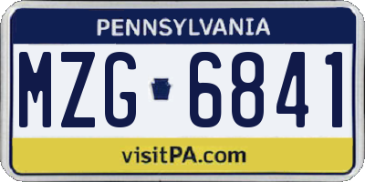 PA license plate MZG6841
