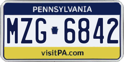 PA license plate MZG6842