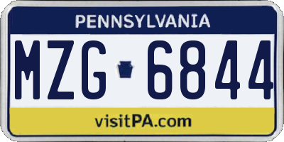 PA license plate MZG6844