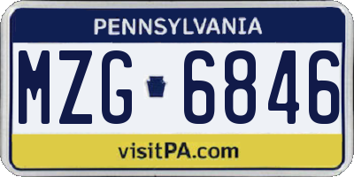 PA license plate MZG6846