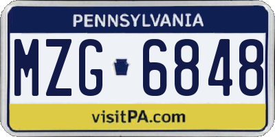 PA license plate MZG6848