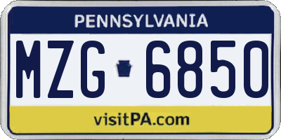 PA license plate MZG6850