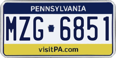 PA license plate MZG6851