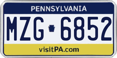 PA license plate MZG6852