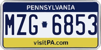 PA license plate MZG6853