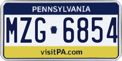 PA license plate MZG6854