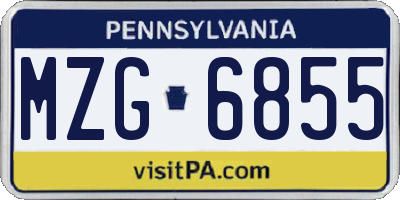 PA license plate MZG6855