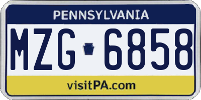 PA license plate MZG6858