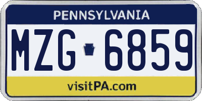 PA license plate MZG6859