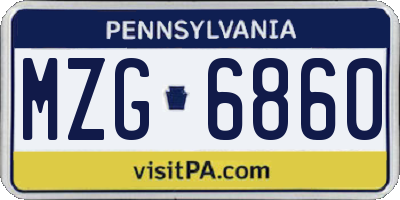 PA license plate MZG6860