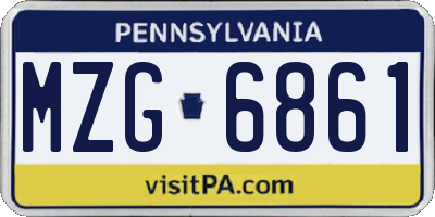 PA license plate MZG6861