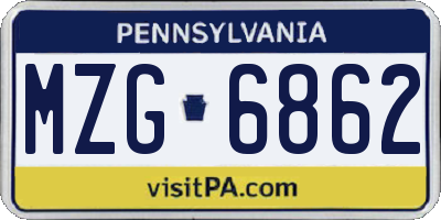 PA license plate MZG6862