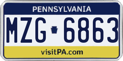 PA license plate MZG6863